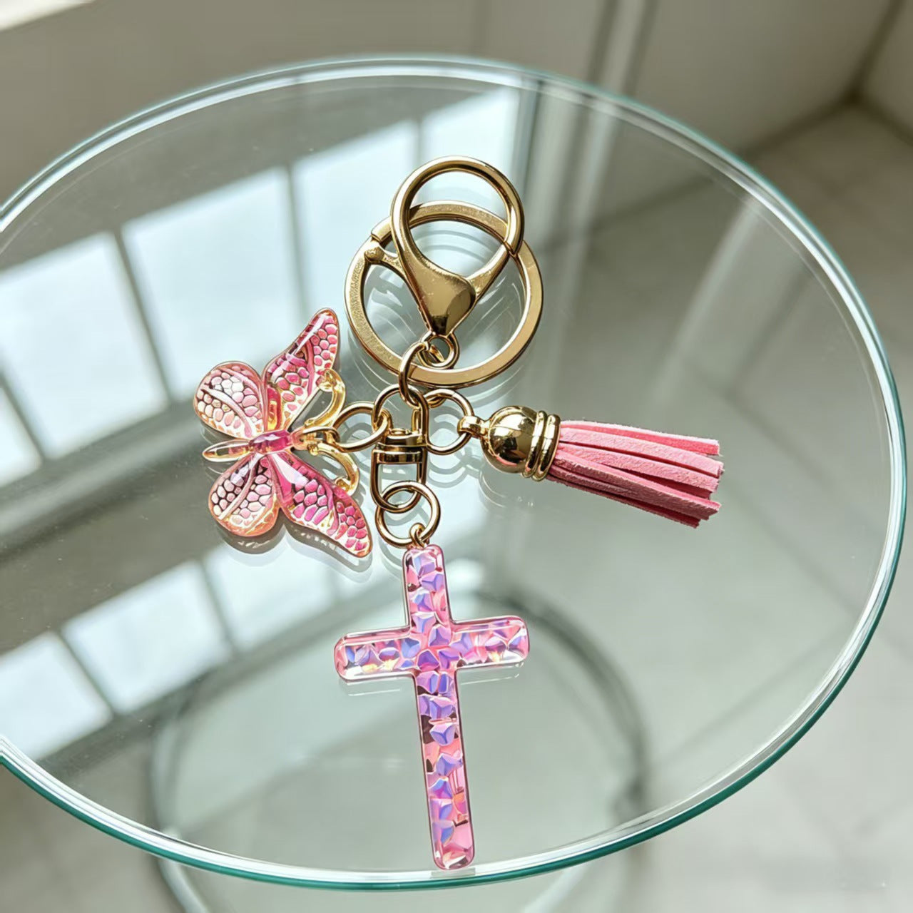 Wholesale Cross Tassel Resin Keychain