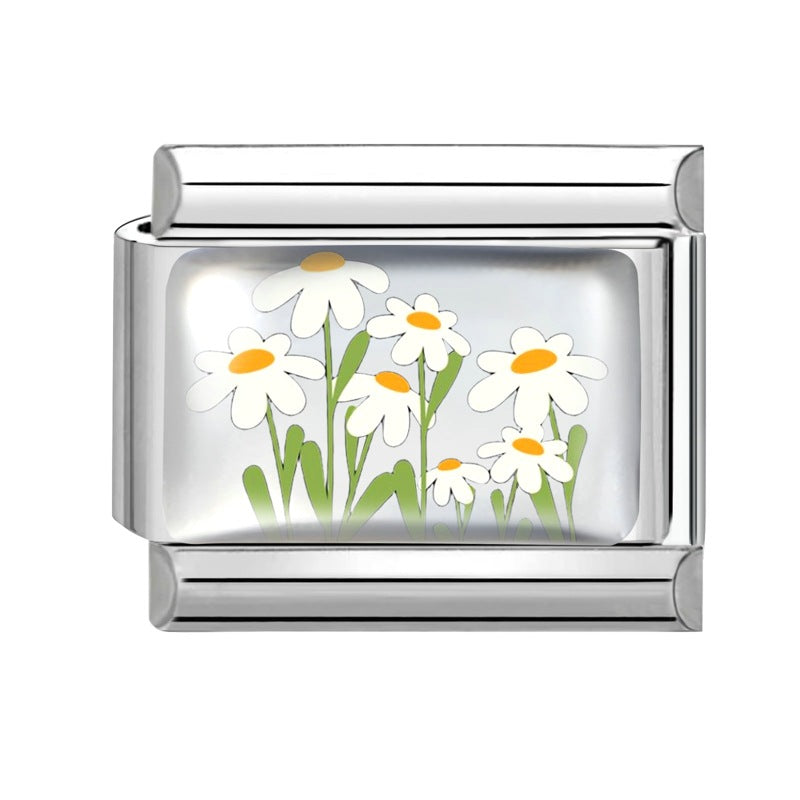 Wholesale 9mm Italian Charm Starter Bracelets DIY Flower Series Stainless Steel Composable Bracelet