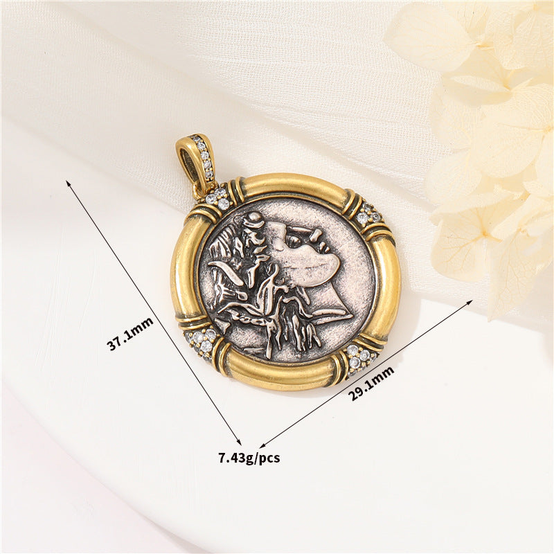 Wholesale Copper Greek Roman Retro Figure Pendant Necklace Fashion Accessory for Boutique Resale