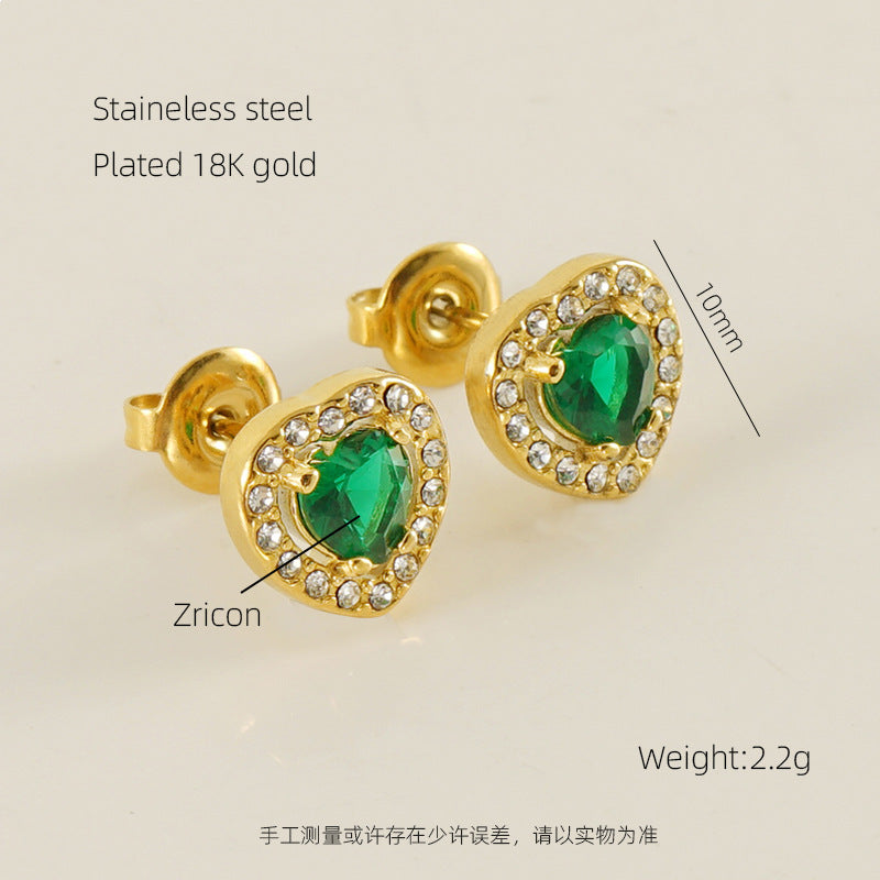Wholesale Stainless Steel Diamond-encrusted Zircon Love Earrings