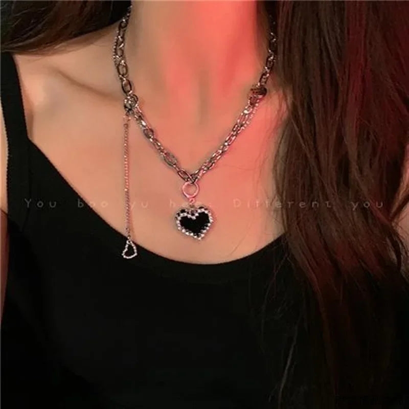 Wholesale Luxury Marble Heart Double Layer Necklace