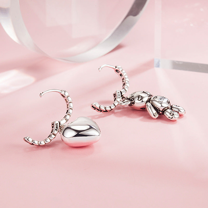 Wholesale asymmetric letter bear earrings