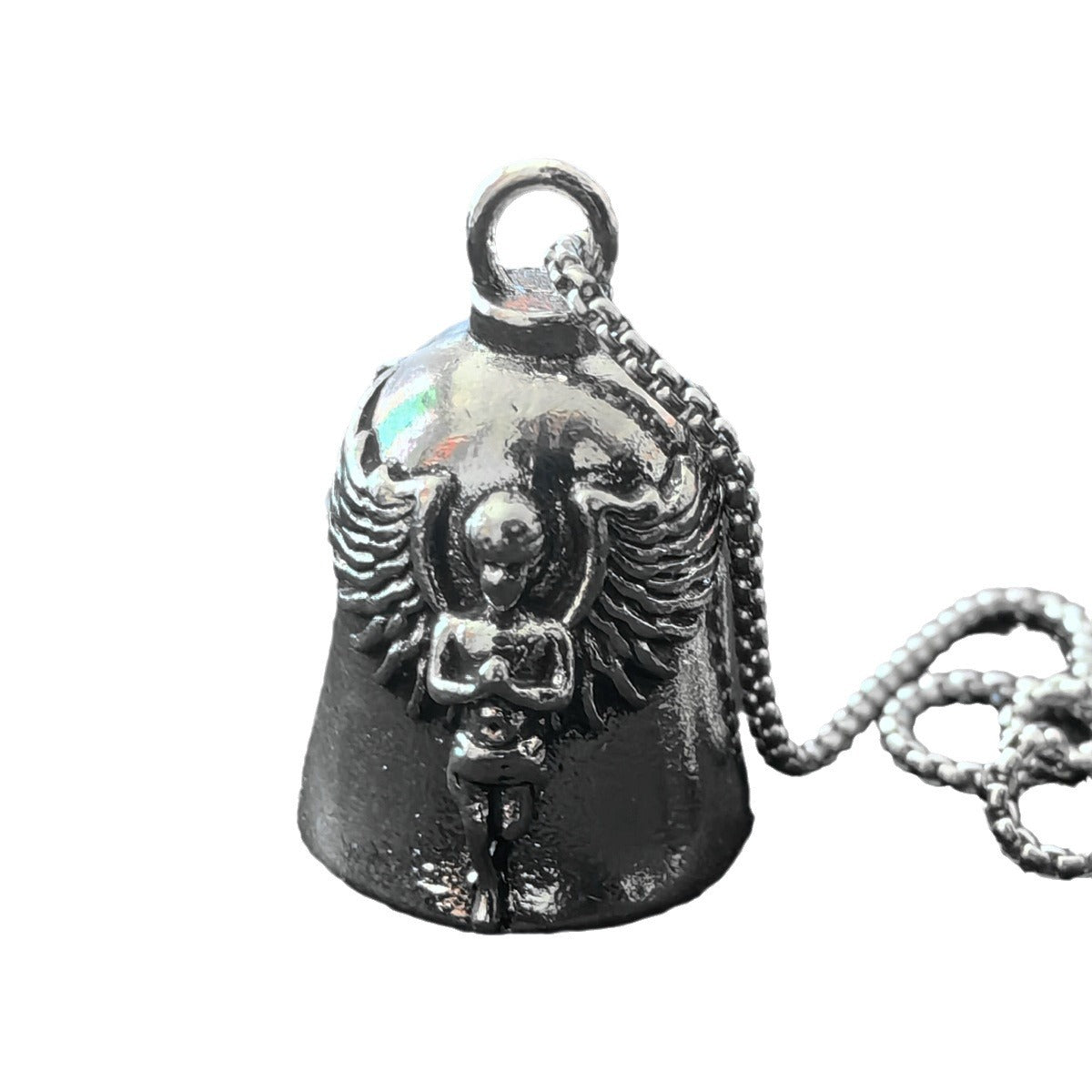 Wholesale Titanium Steel Punk Locomotive Lucky Angel Wings Necklaces