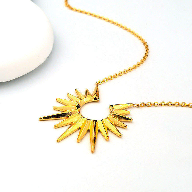 Wholesale Stainless Steel 18K Gold Plated Sunflower Necklaces ACC-NE-GuDi008