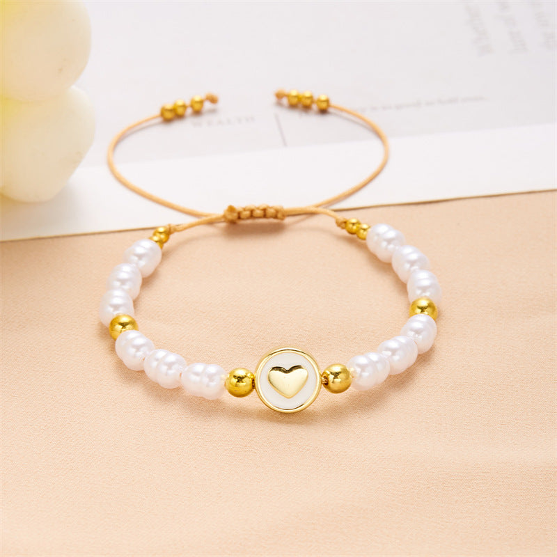 Wholesale  Pearl Moon Handmade Woven Bracelet