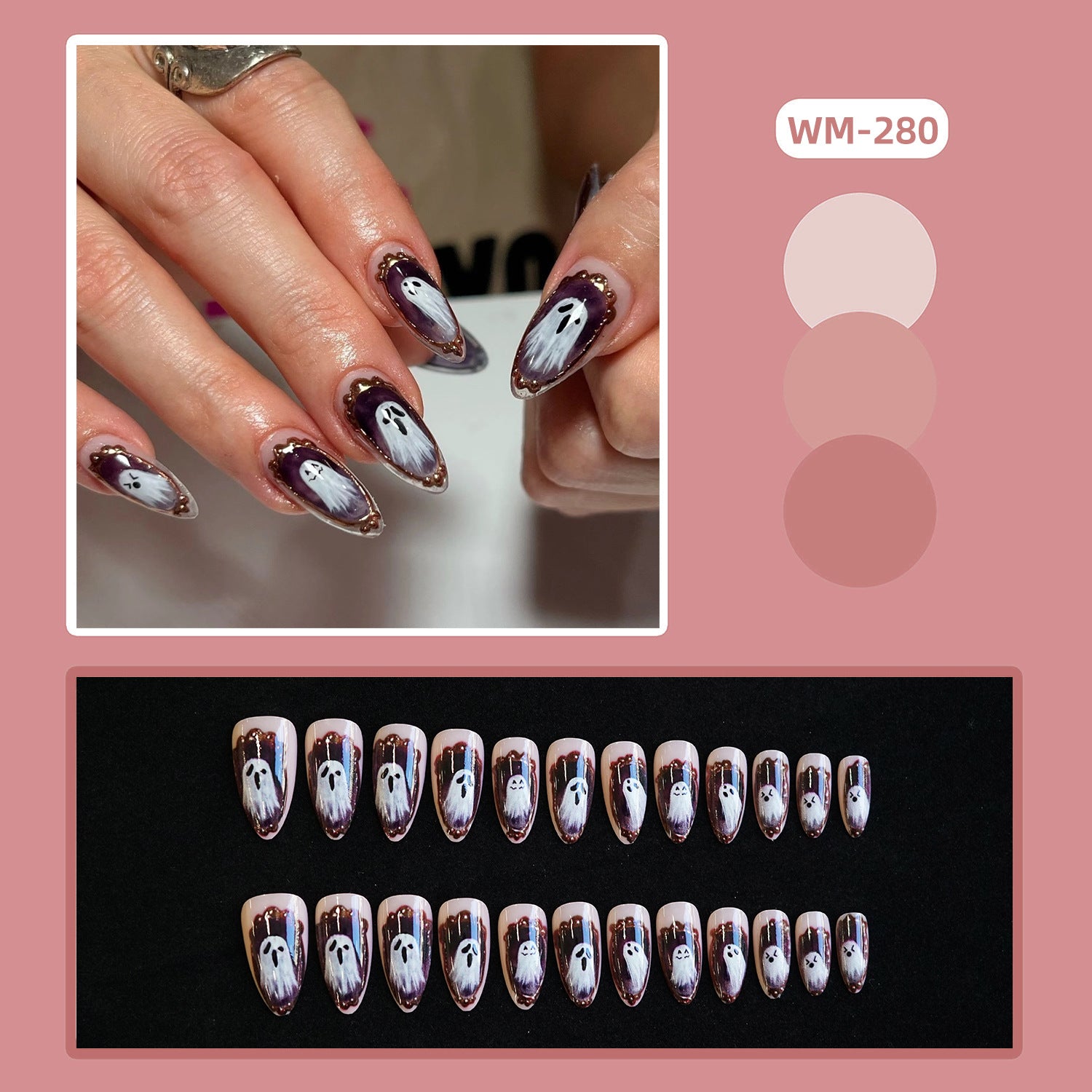 Wholesale 24 Pieces/ box  Magic Mirror Ghost Nails Kits Nail Stickers
