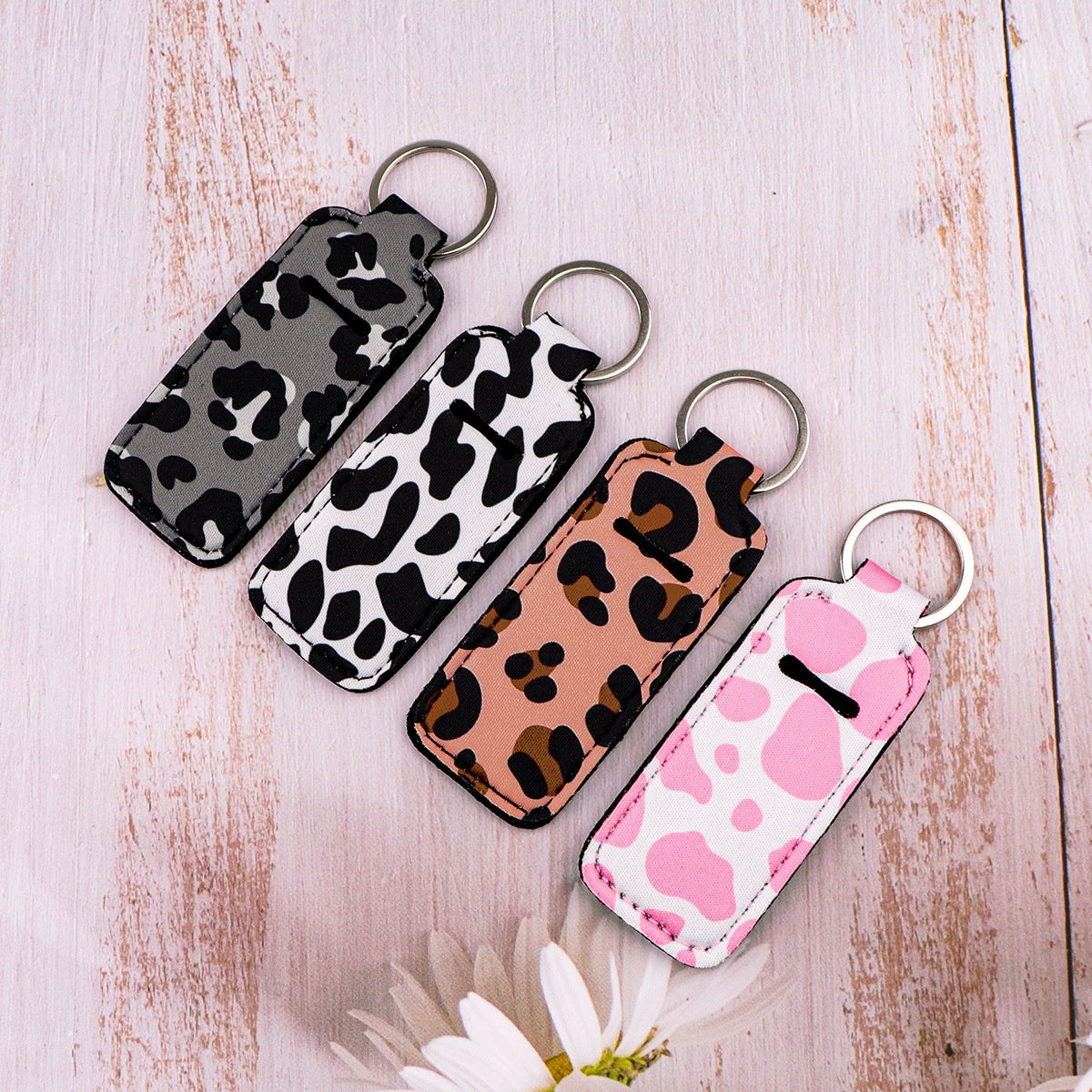 Wholesale 6pcs Leopard Lipstick Set Keychains
