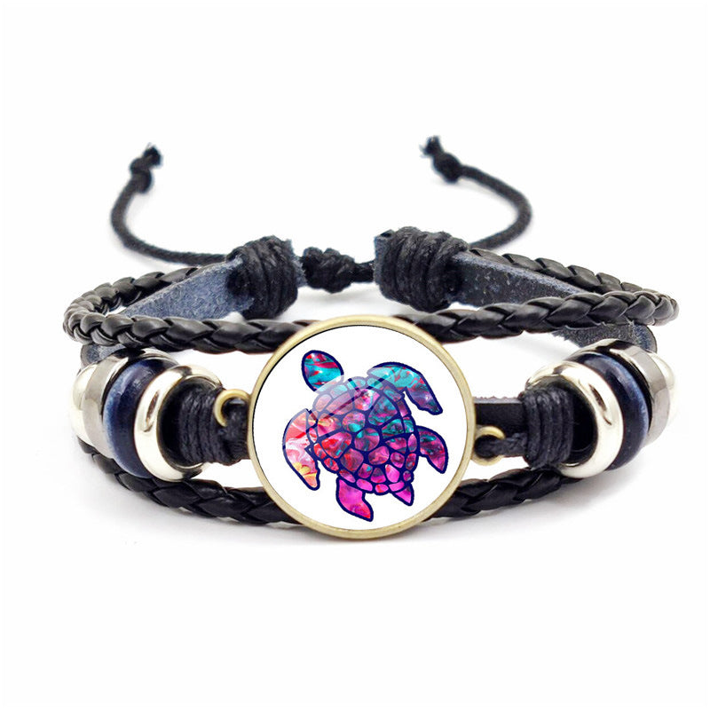 Wholesale Rendering Color Turtle Bracelet Retro Woven Leather Bracelet ACC-BT-JiaYun002