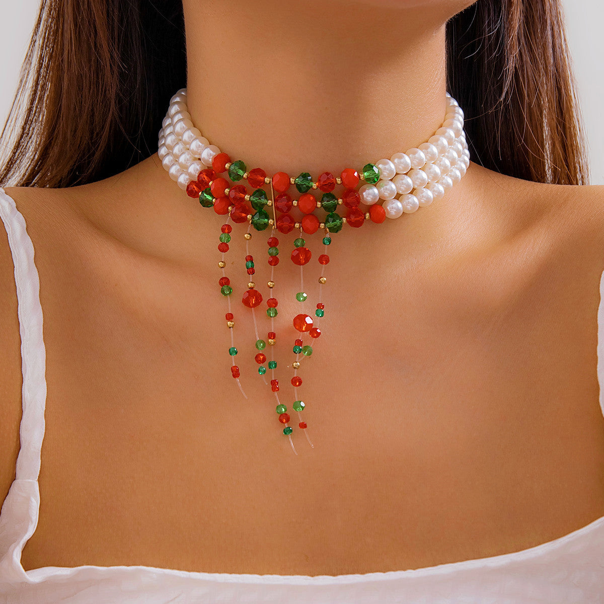 Wholesale Halloween Goth Theme Blood Drop Tassel Necklaces ACC-NE-XueRou010