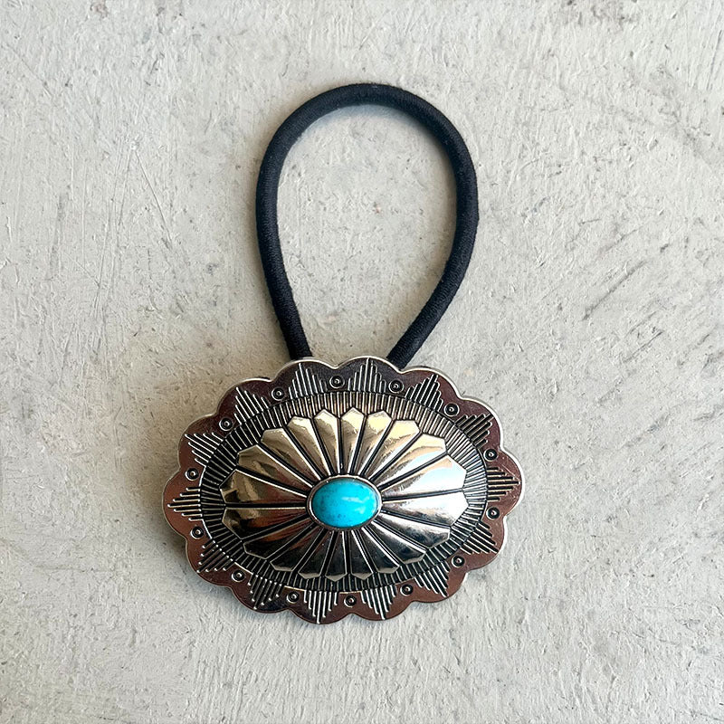 Wholesale 3 pcs/ pack American Western Cowboy-Style Hair Tie — Unique,  Retro " Pumpkin Blossom"  &  Turquoise Hair Ring