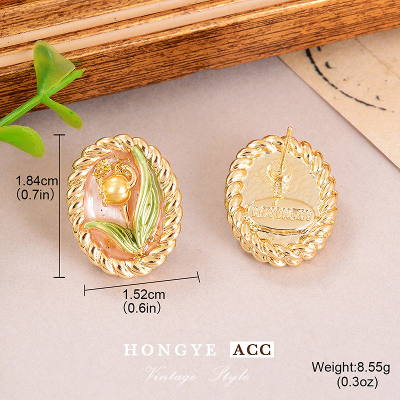 Wholesale Baroque Pearl Earrings  Oil Painting Series Ear Jewelry