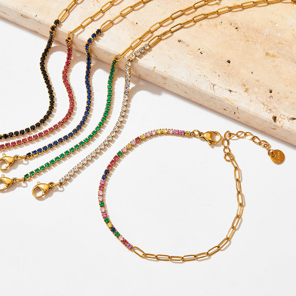 Wholesale  Vacuum Zircon Stainless Steel   Gold Plated Bracelet