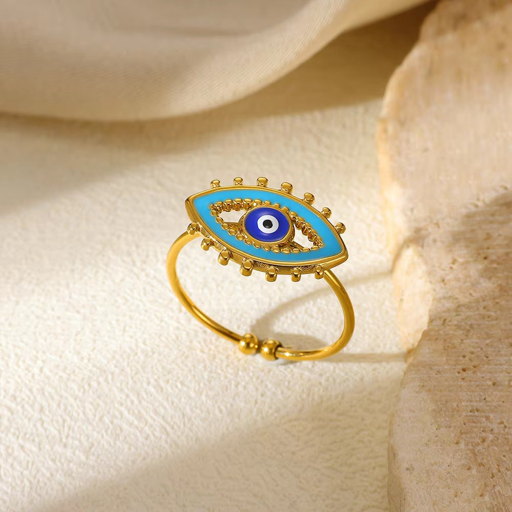 Wholesale Evil Eye Ring,  Blue Drip Oil Design,  Fashion Jewelry Accessory for Women,  Everyday Wear Gift