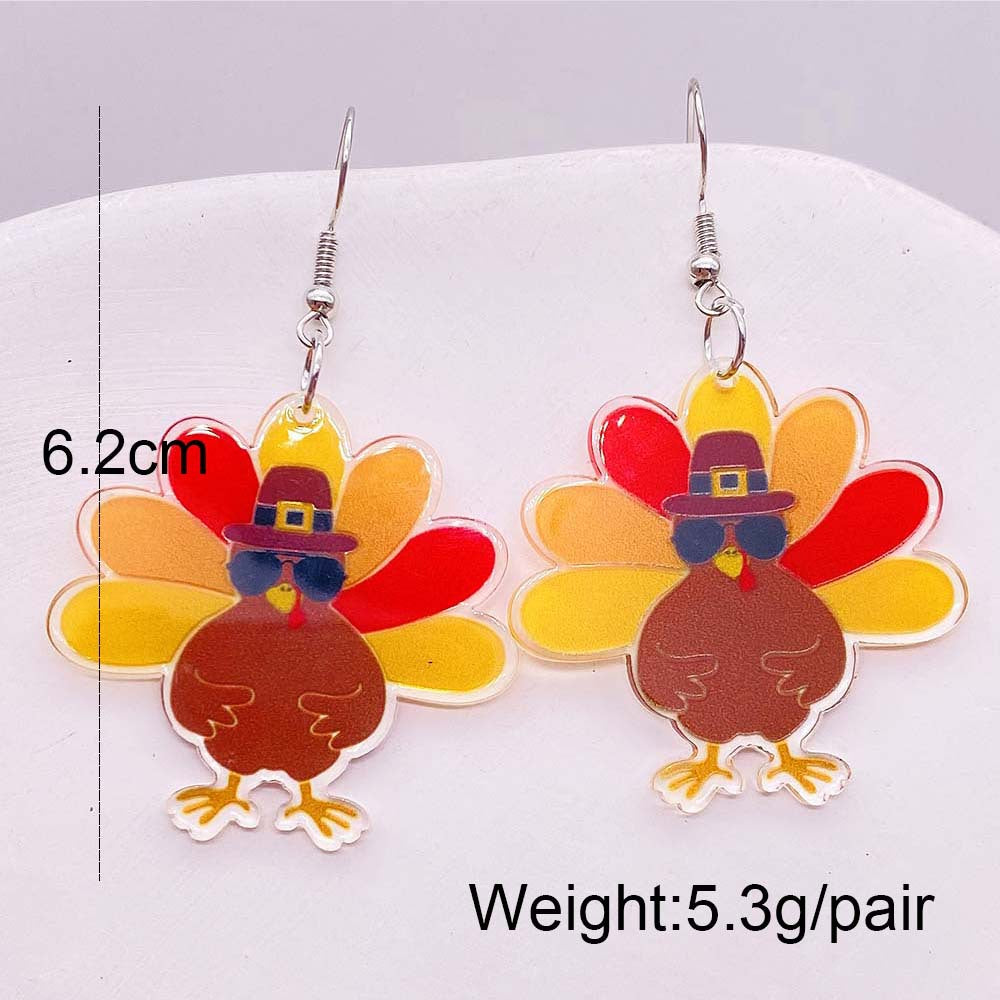 Wholesale Thanksgiving Turkey acrylic earrings