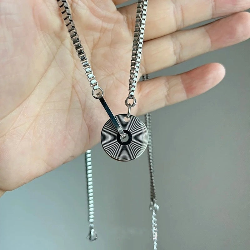 Wholesale  Retro Personalized Hip Hop Light Luxury silver Film Necklace