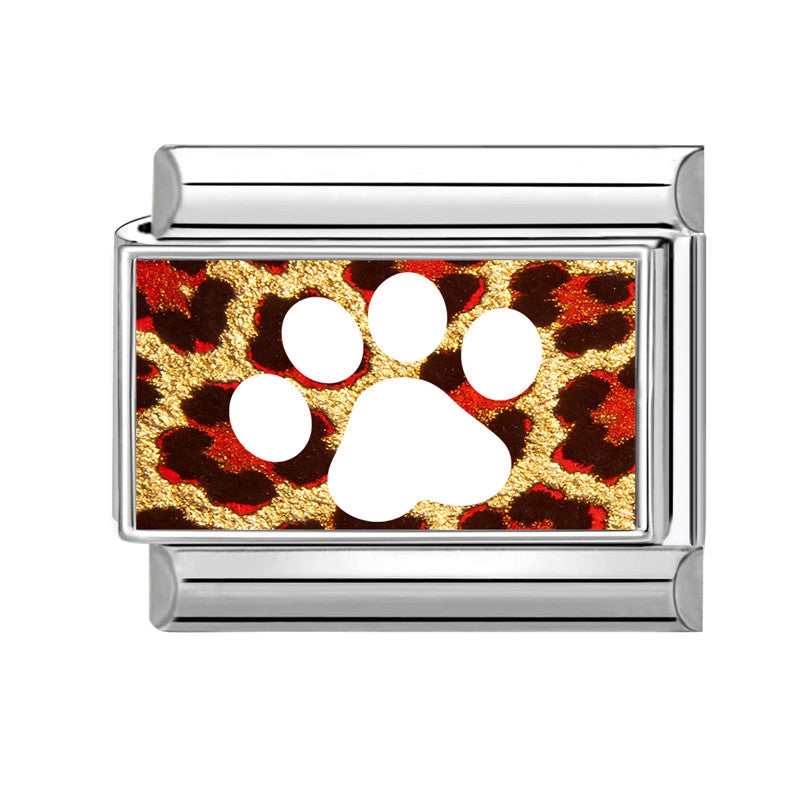 Wholesale Fashion Accessory Stainless Steel Cat Paw Leopard Print DIY Bracelet Module Charm For Jewelry Making And Boutique Resale