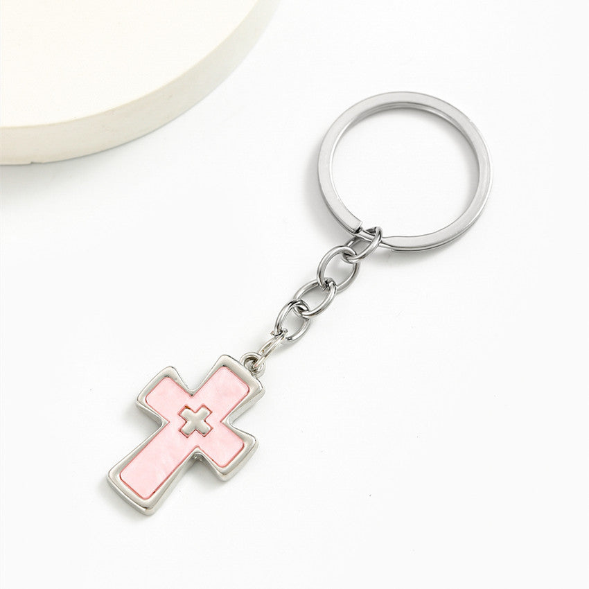 Wholesale Jesus alloy double cross keychain
