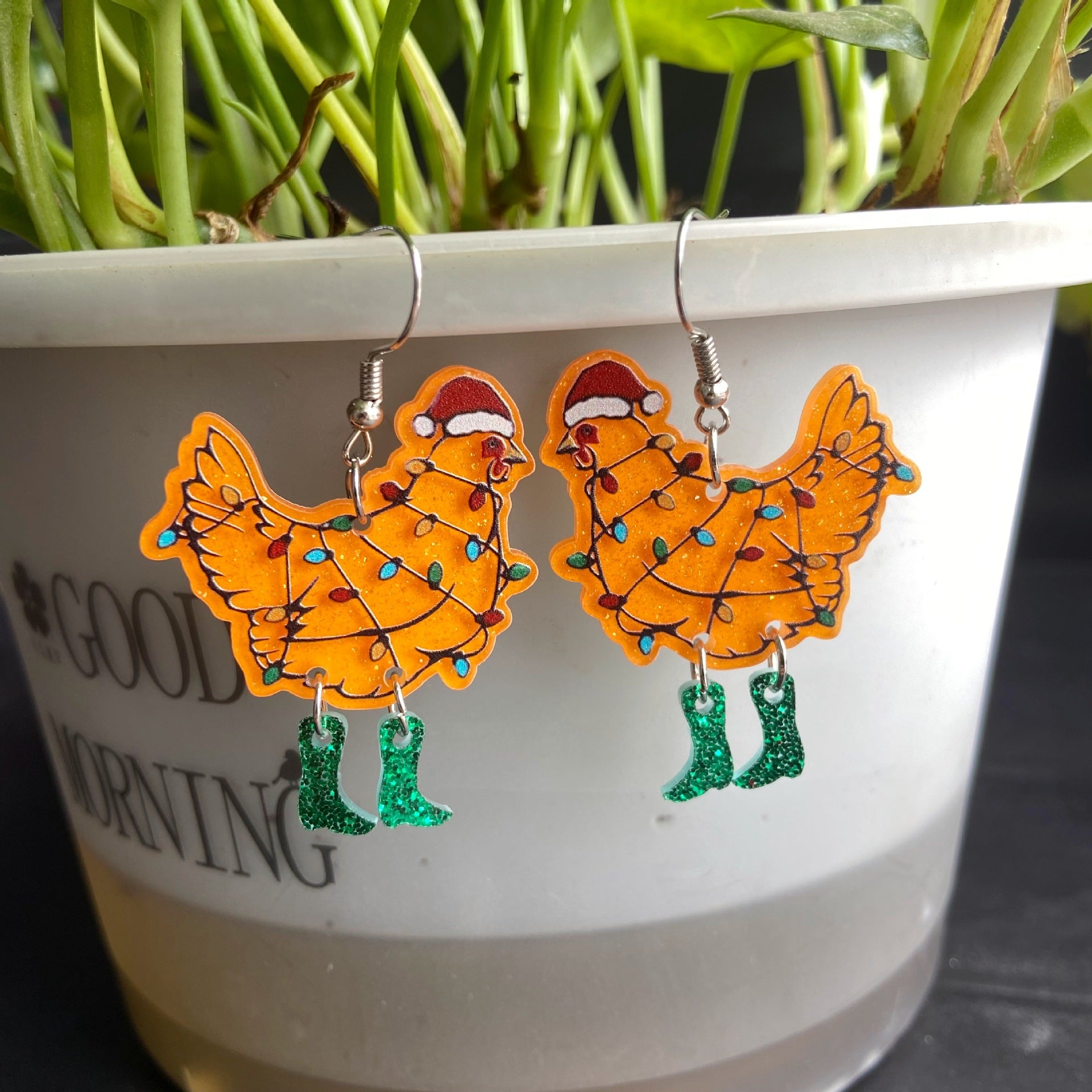 Wholesale Christmas Colorful Rooster Acrylic Earrings