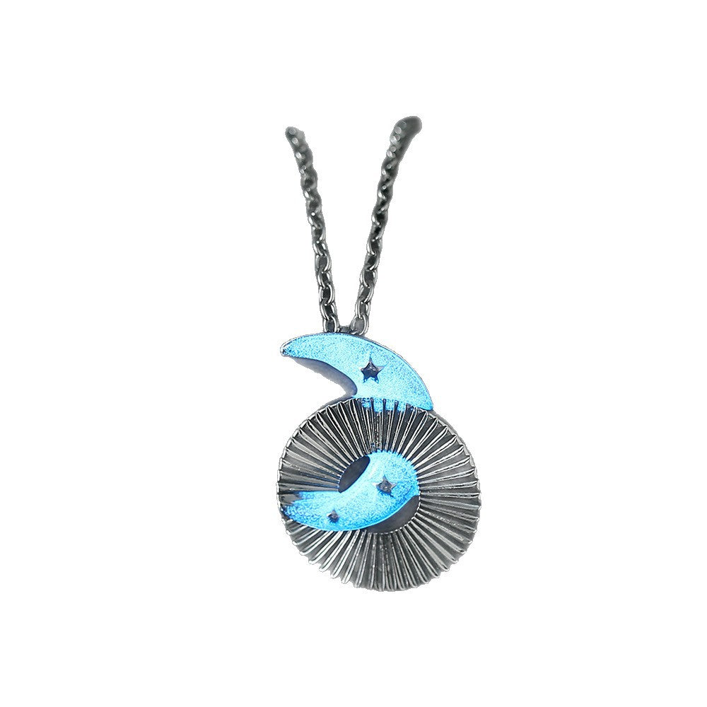 Wholesale star moon oil drop luminous pendant necklace