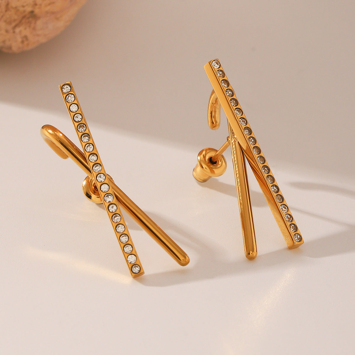 Wholesale Stainless Steel Earrings Golden Exaggerated X-shaped  Earrings