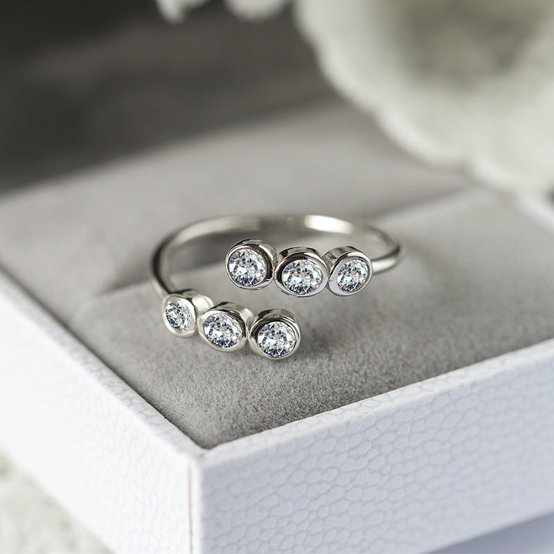 Wholesale s925 sterling silver round diamond open ring