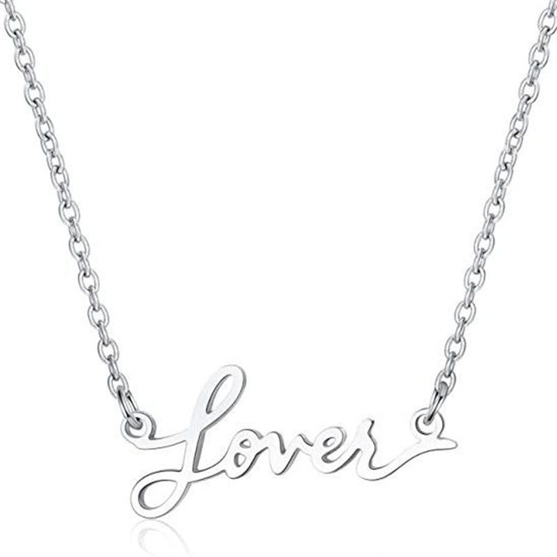 Wholesale  letter stainless steel paper card steel pendant clavicle chain