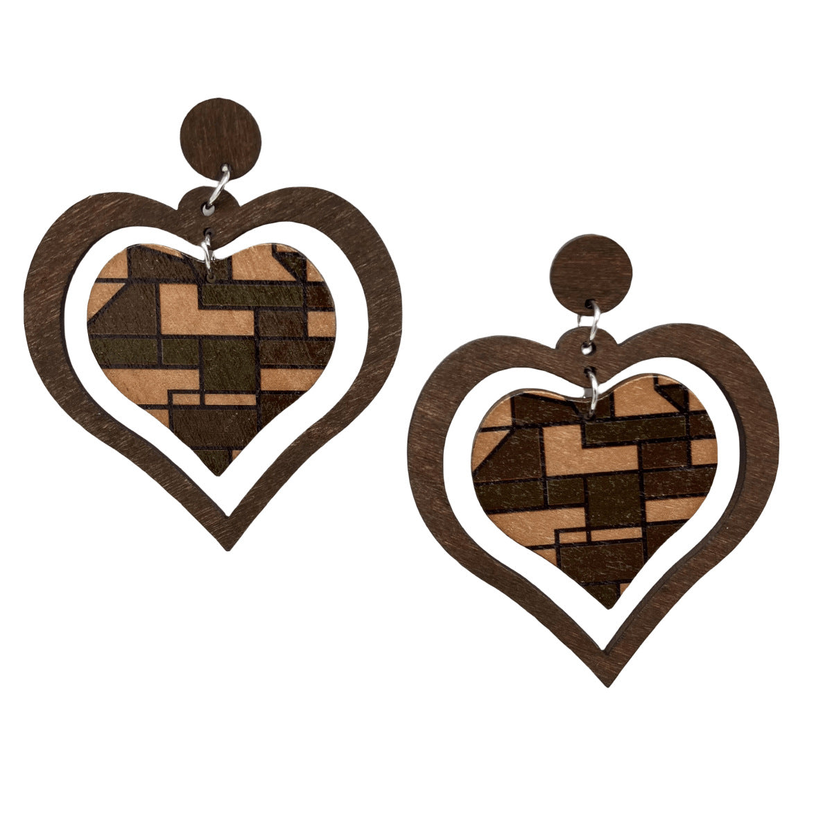 Wholesale Vintage Heart Shaped Wood Earrings ACC-ES-FX039