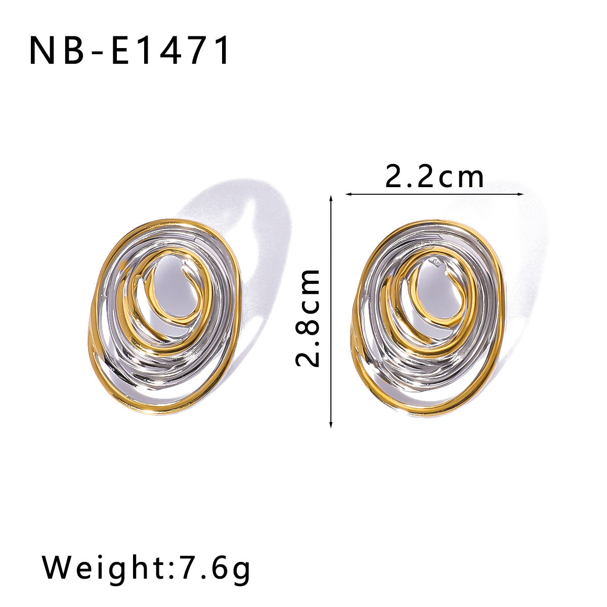 Großhandel Goldstahl gemischte Farbe Textur Edelstahl Ohrringe Anzug