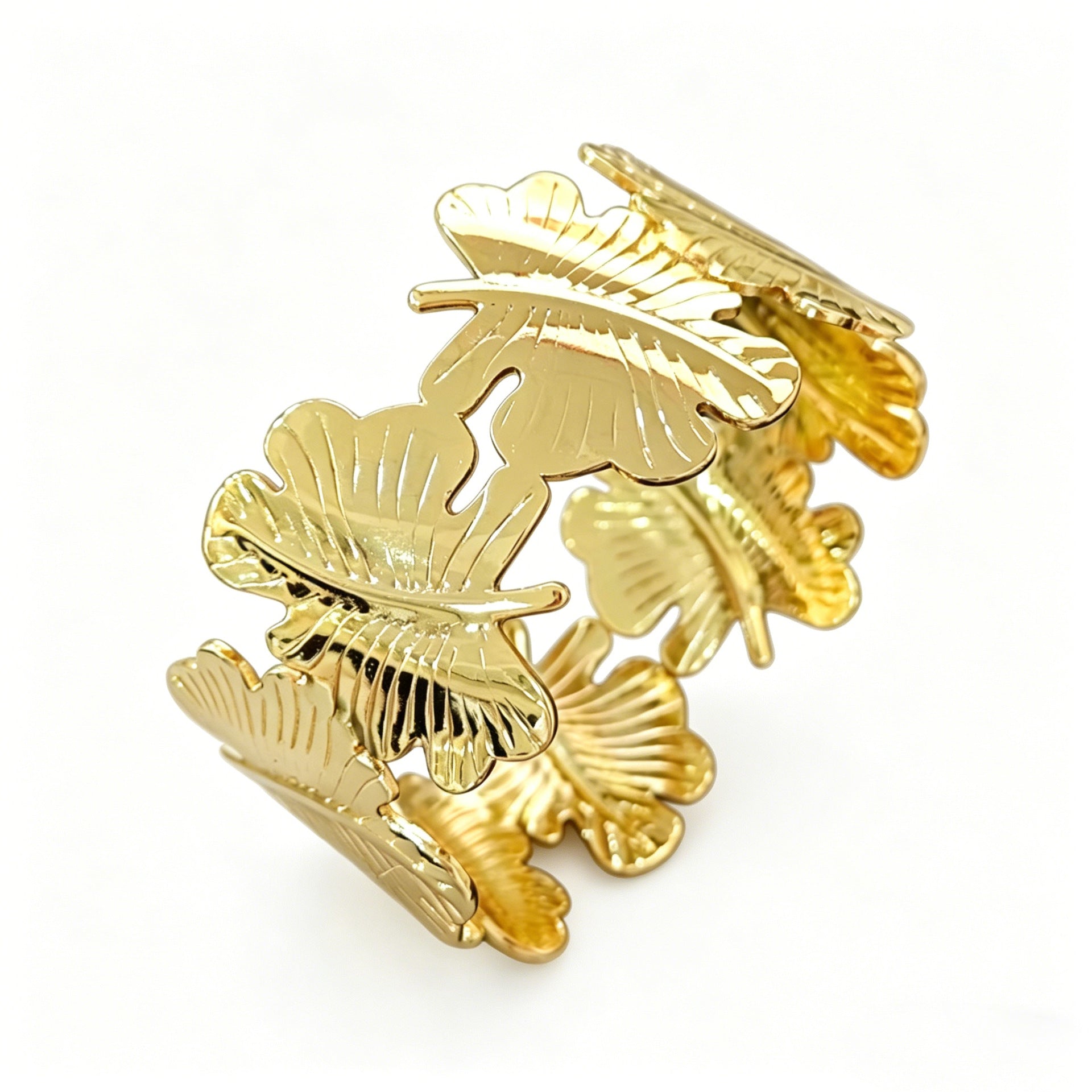 Wholesale Light Luxury Stainless Steel Open Cuff Bracelet with Cutout Design