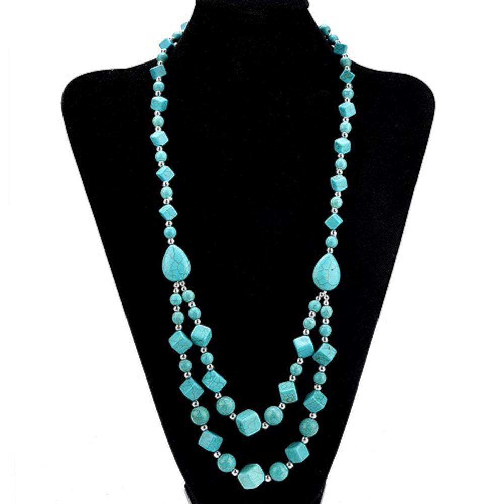 Wholesale Bohemian Handmade Beaded Turquoise Necklace Layering Jewelry Fashion Accessory Gift
