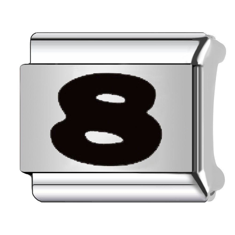 Wholesale Italian Charm Bracelet 9mm DIY Black Arabic  Creative Stainless Steel Composable Bracelet