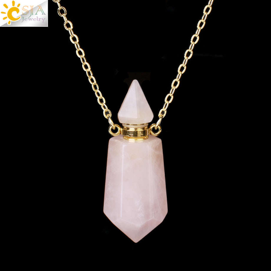Wholesale Natural Stone Crystal Perfume Bottle Necklace ACC-NE-HuaiShe001