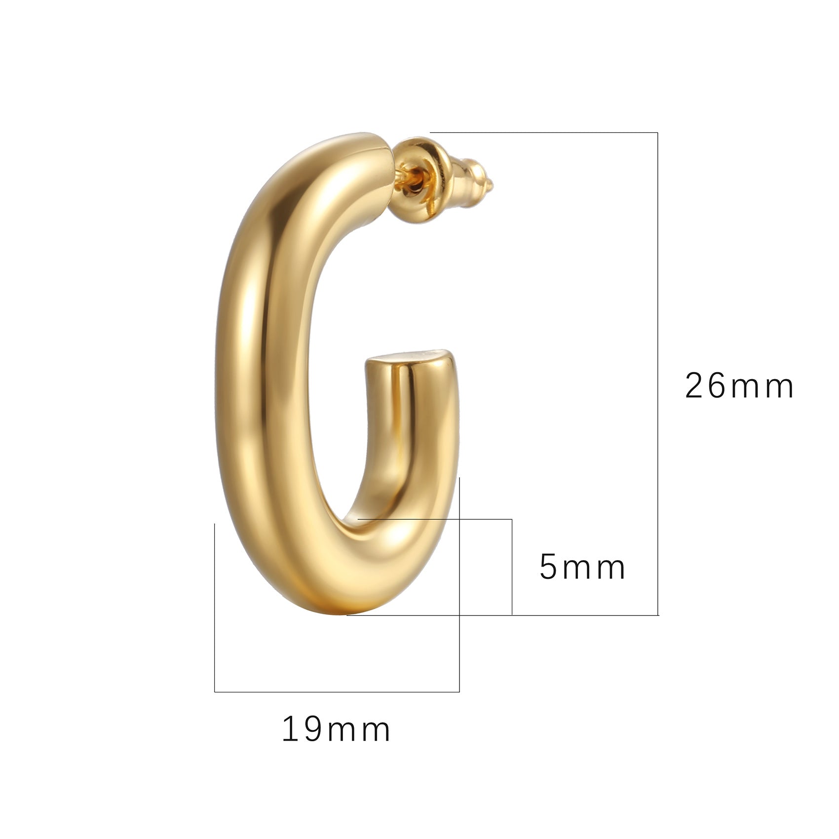 Wholesale Stainless Steel Geometric C Shape 18K Gold Plated Earrings ACC-ES-MuShan016
