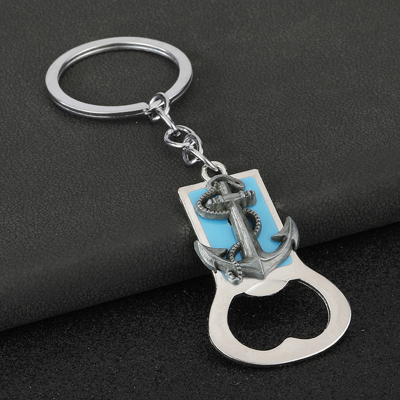 Wholesale Anchor bottle opener enamel creative keychain
