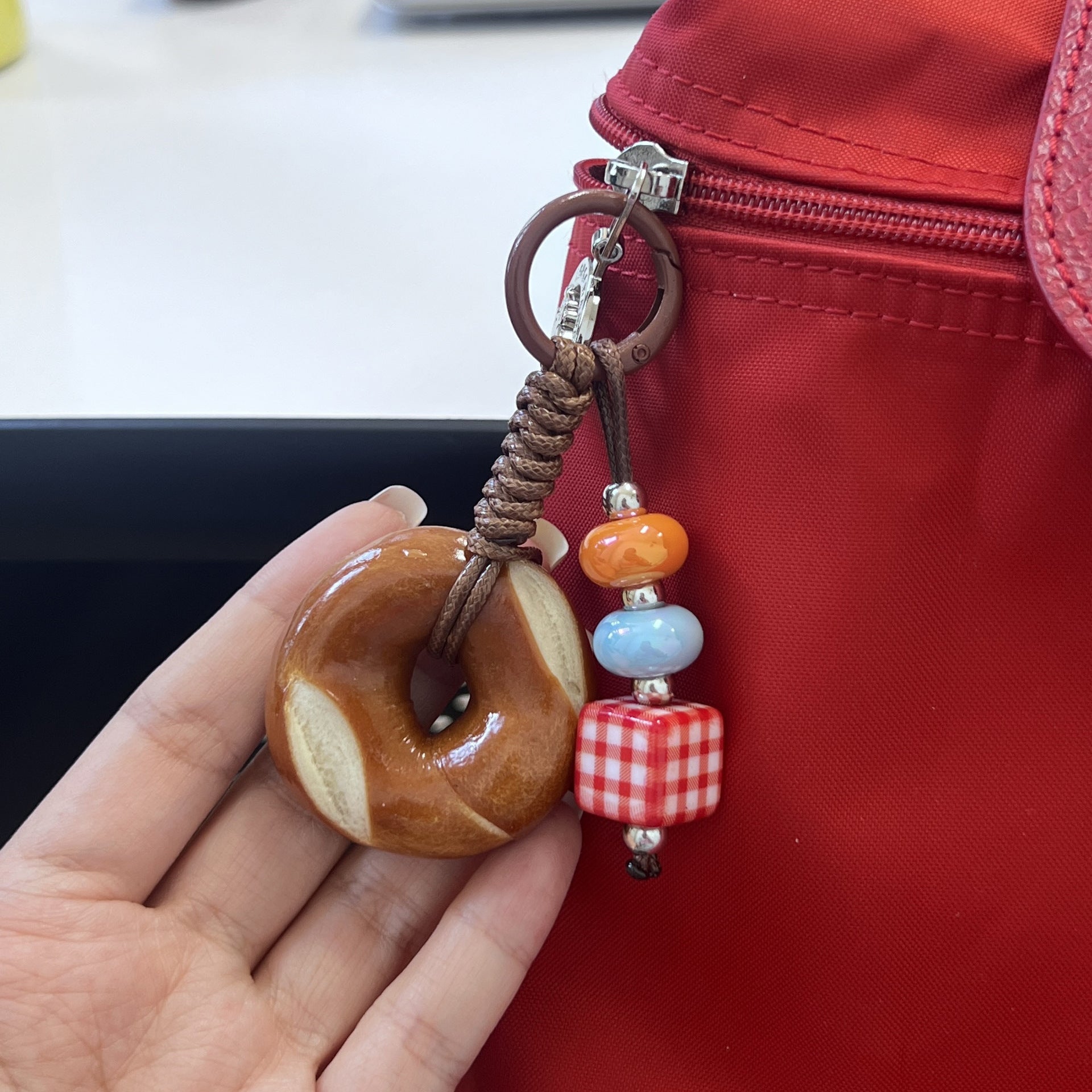 Wholesale Simulated Bread Bagel Phone Strap Charm - Ins Style Creative DIY Keychain for Camera Bag,  Resale Jewelry Accessory