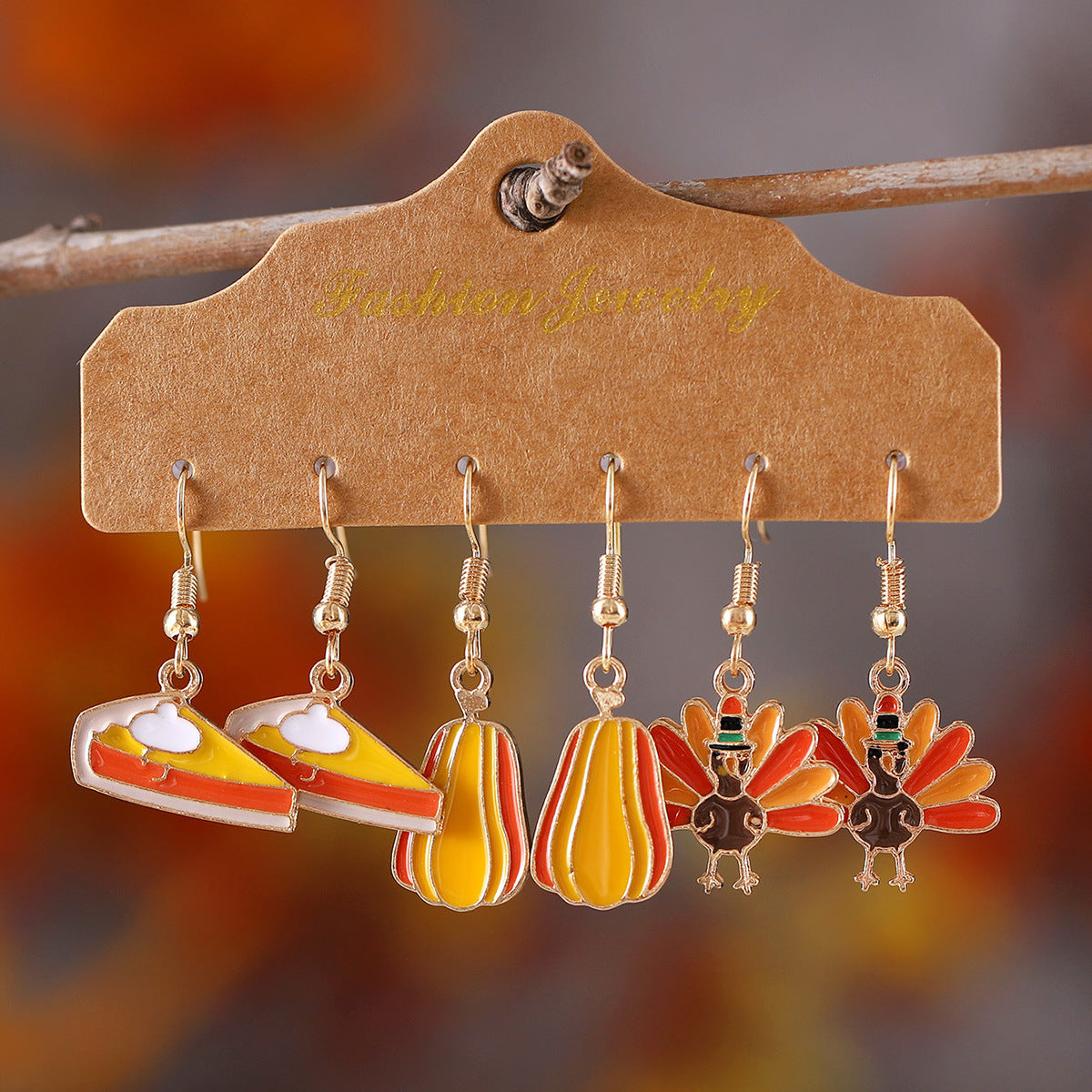 Wholesale Thanksgiving Turkey Pumpkin Earrings Set ACC-ES-zhiyu006