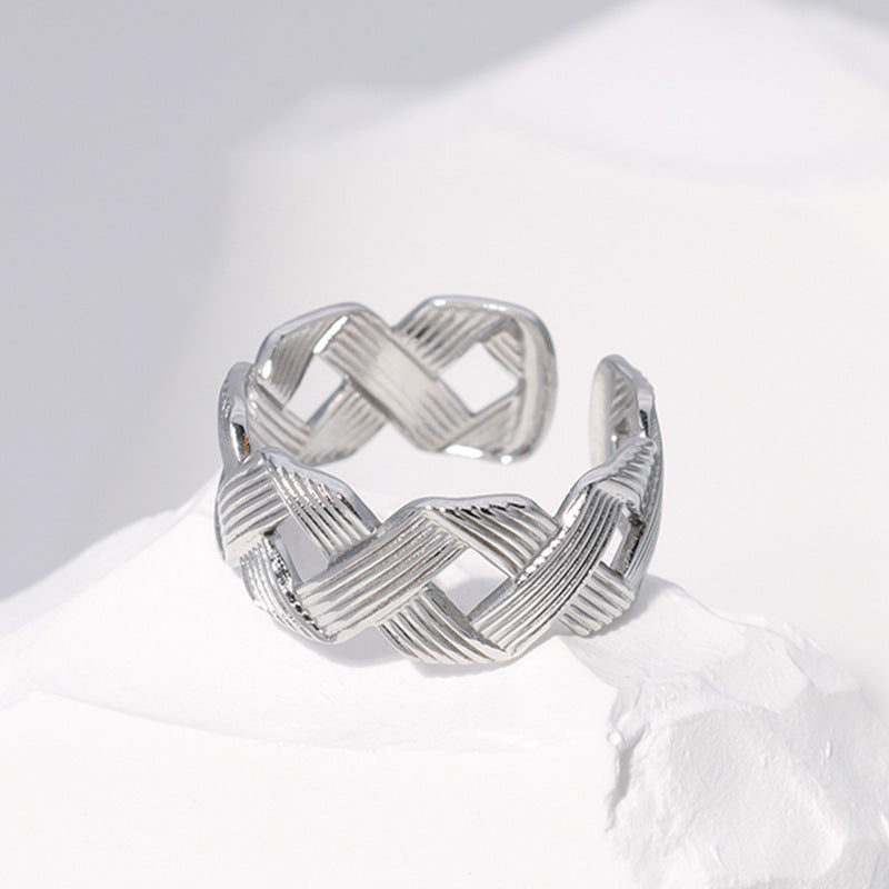 Wholesale Leaf Heart Shape Open Stainless Steel Rings ACC-RS-Manguo005