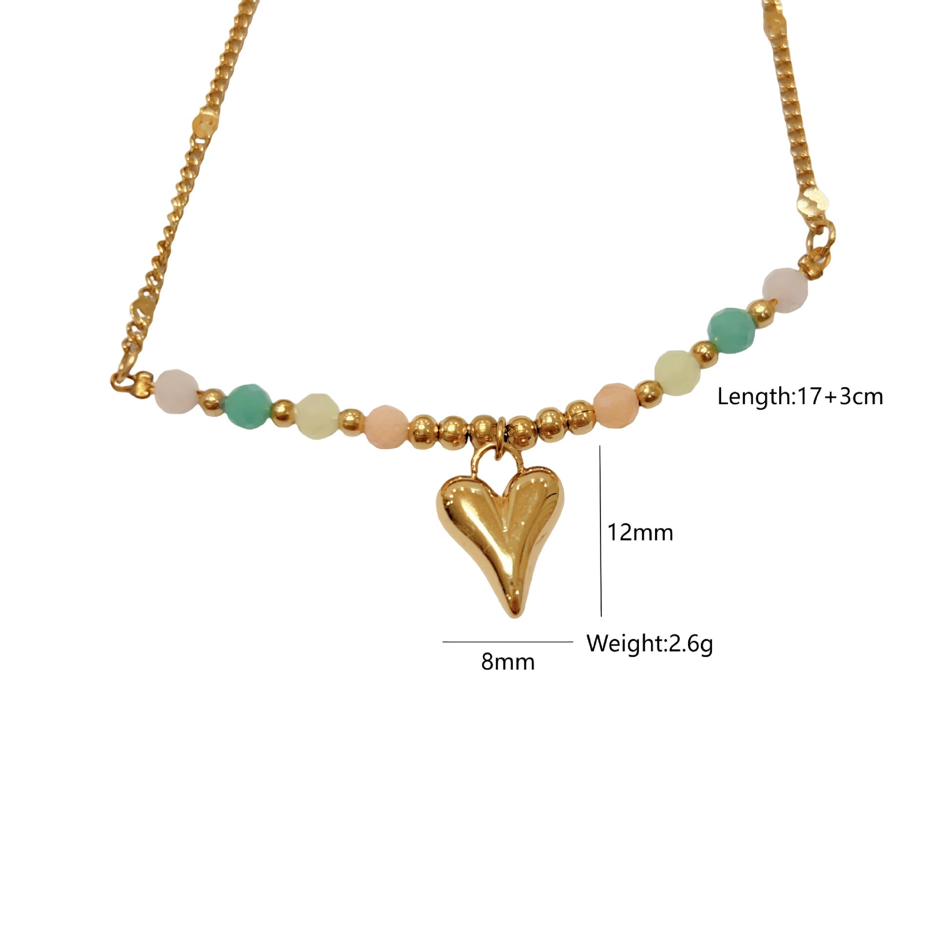 Wholesale Stainless Steel  Colorful Natural Stone Pearl Stone Rice Beaded Necklace