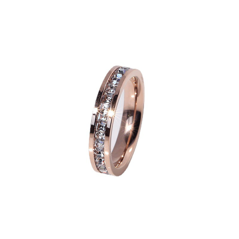 Wholesale Starry Sky Titanium Steel Rings Double Row Diamond Light Luxury Rings ACC-RS-YuXi001