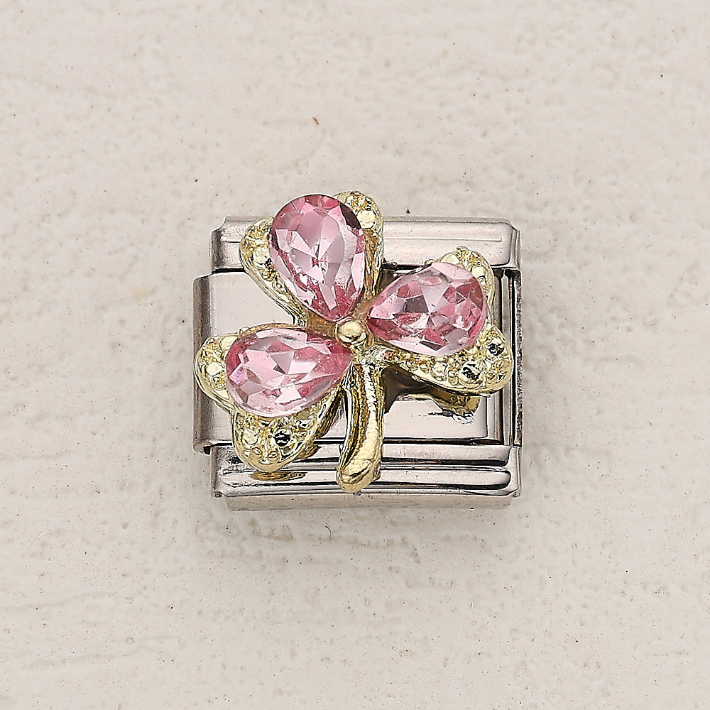 Wholesale 10pcs Italian Charm Bracelet 9mm DIY Splicing Clover Starfish Stainless Steel Composable Bracelet