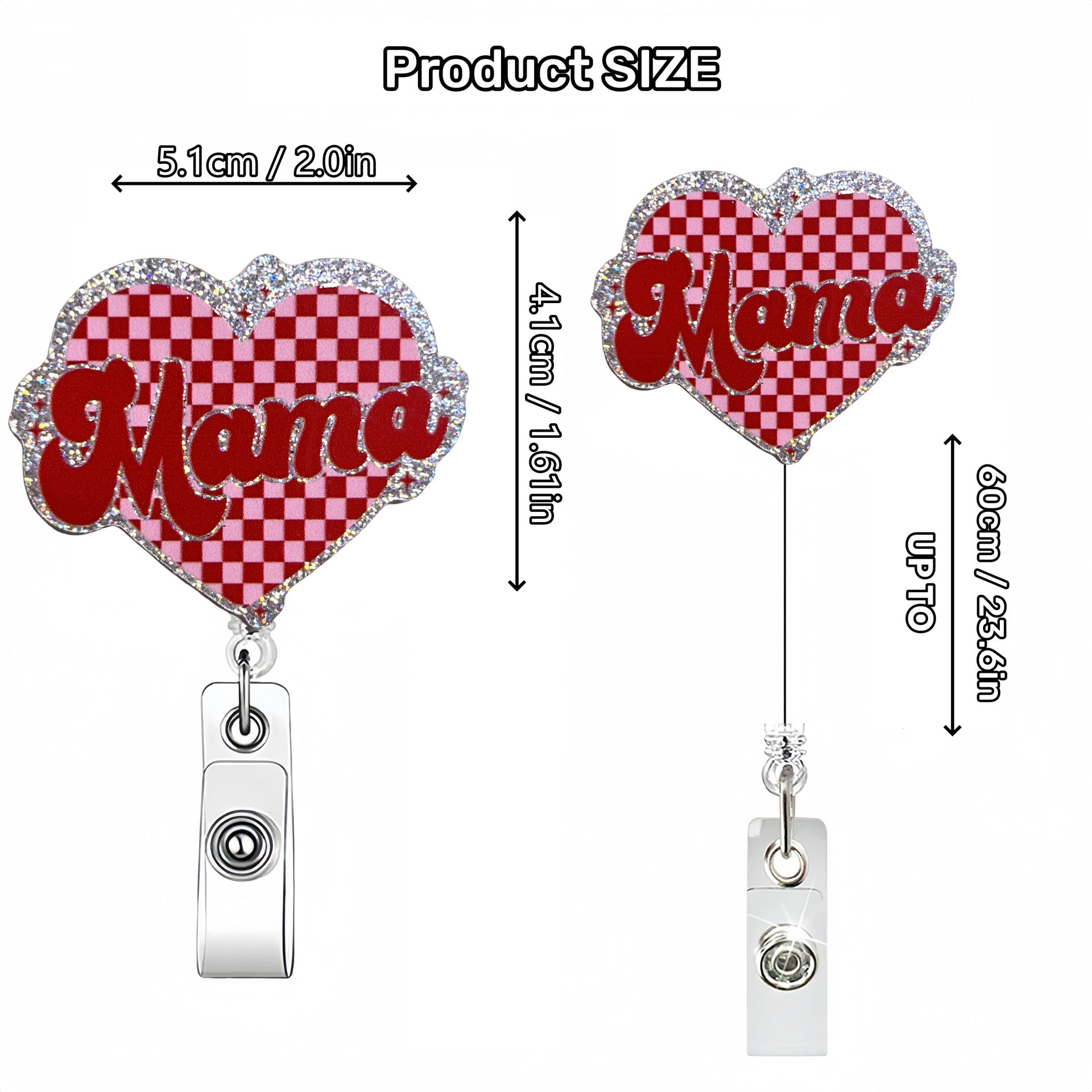 Wholesale Creative acrylic glitter medical care heart-shaped Badge Reels