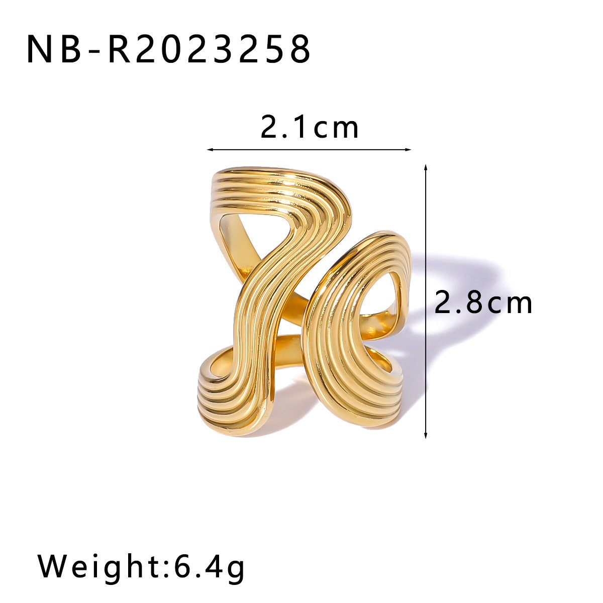 Wholesale geometric irregular water drop line hollow titanium steel  ring