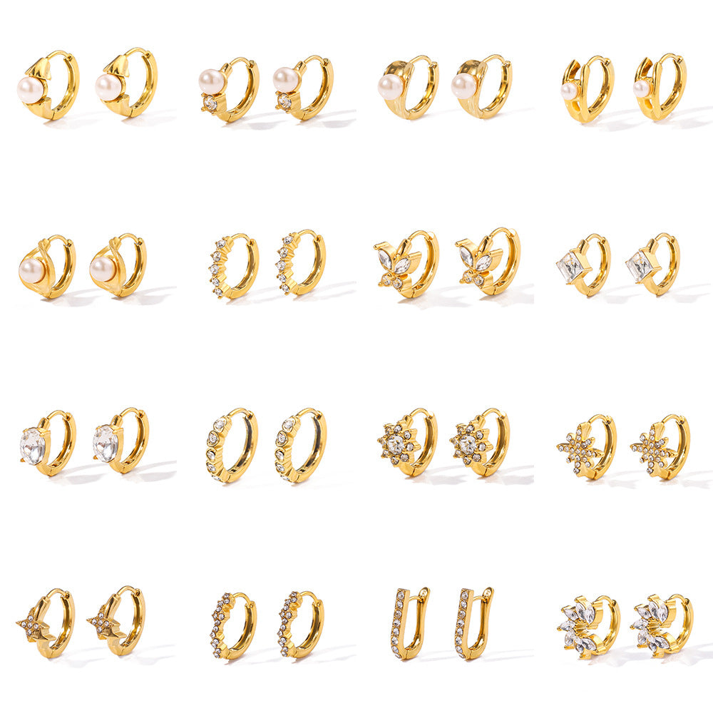 Wholesale  Stainless Steel Earrings 18K Gold Earrings Set