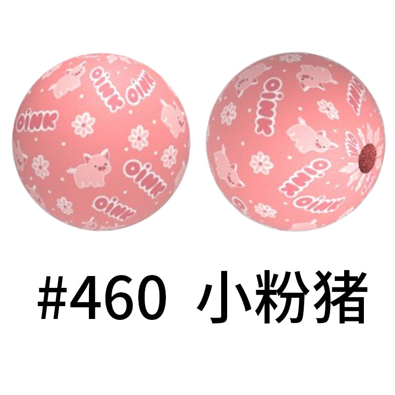 Wholesale 50pcs 15mm Western Style Leopard Skull Color Aztec Printed Silicone Balls Beads ACC-BDS-HeSheng001
