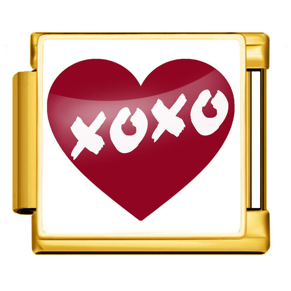 Wholesale Titanium Steel Love Series Square Pattern Modular Bracelet For Valentine S Day Gifts