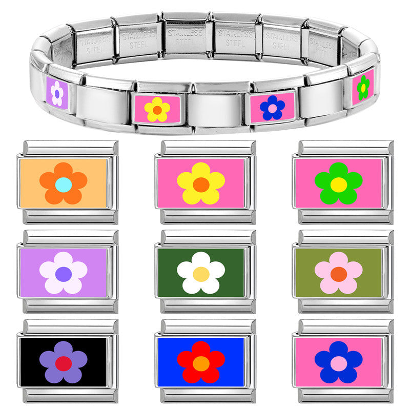 Wholesale Stainless Steel DIY Flower Charm Bracelet,  Fashion Jewelry Accessory for Everyday Wear
