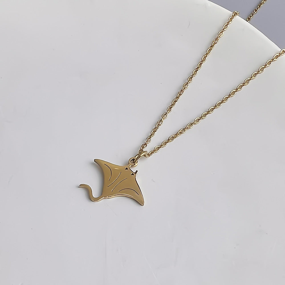 Wholesale Stainless Steel Ocean Series 18K Gold Fishtail Dolphin Pendant Necklaces ACC-NE-Youbi007