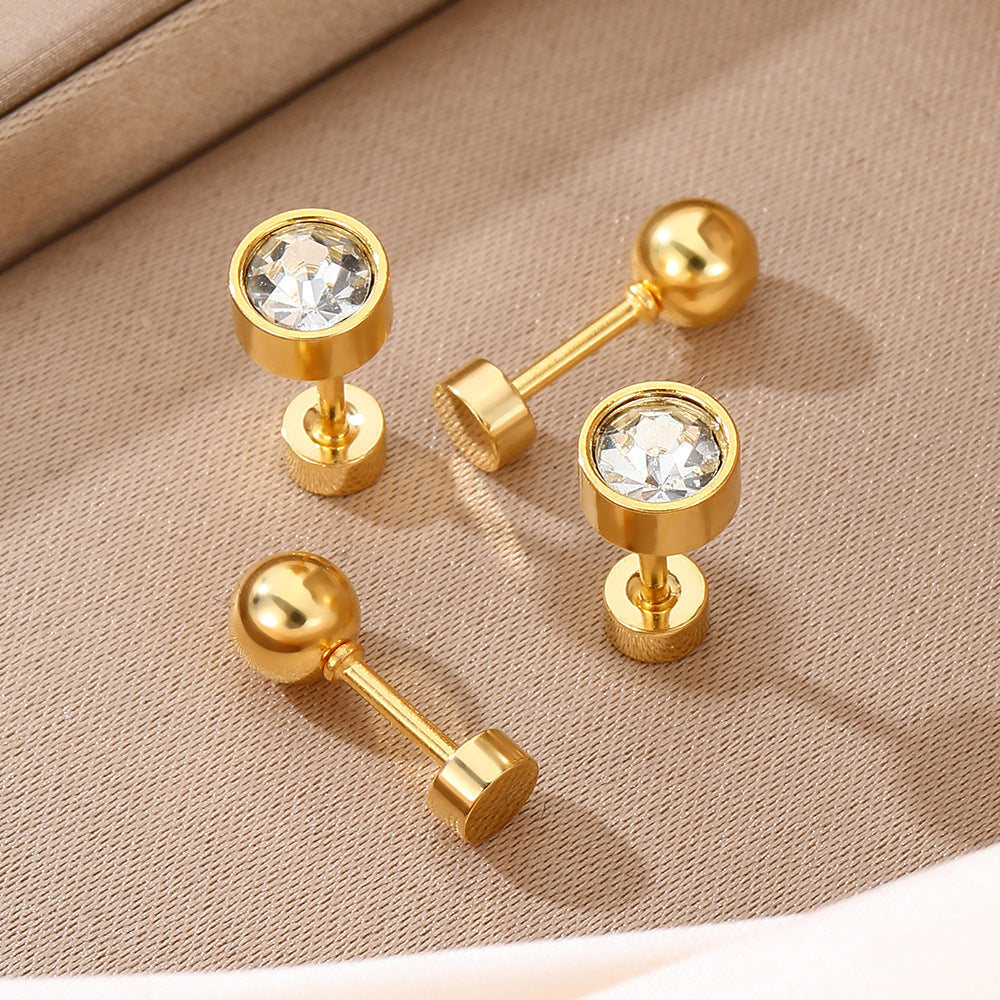 Wholesale  Diamond-encrusted Mini Thin Rod Screw Ear Nails Earrings