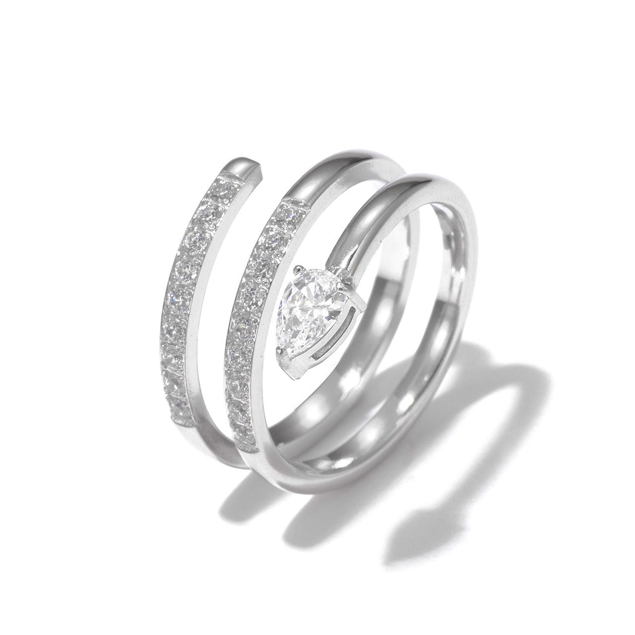 Wholesale Diamond-Set Coiled Snake Ring