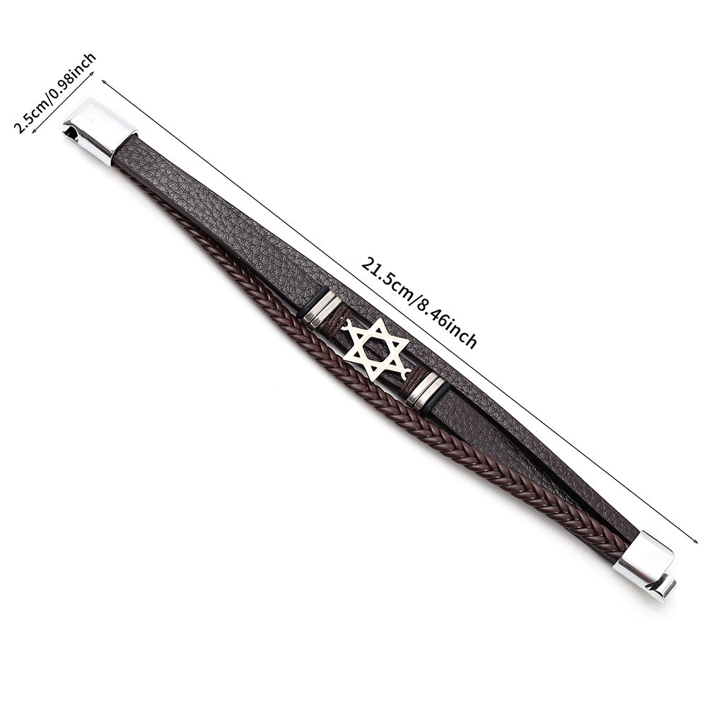 Wholesale Star Design Layered PU Leather Bracelet Magnetic Clasp Fashion Unisex Jewelry Gift